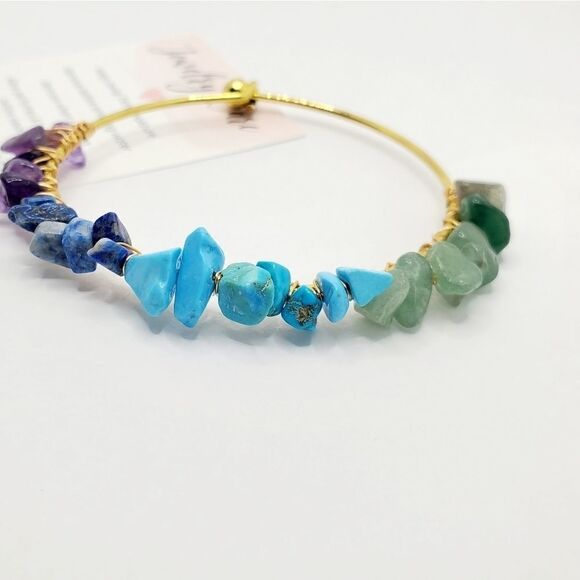 Hand Crafted Natural Chip Bangle Bracelet - Picture 3 of 10